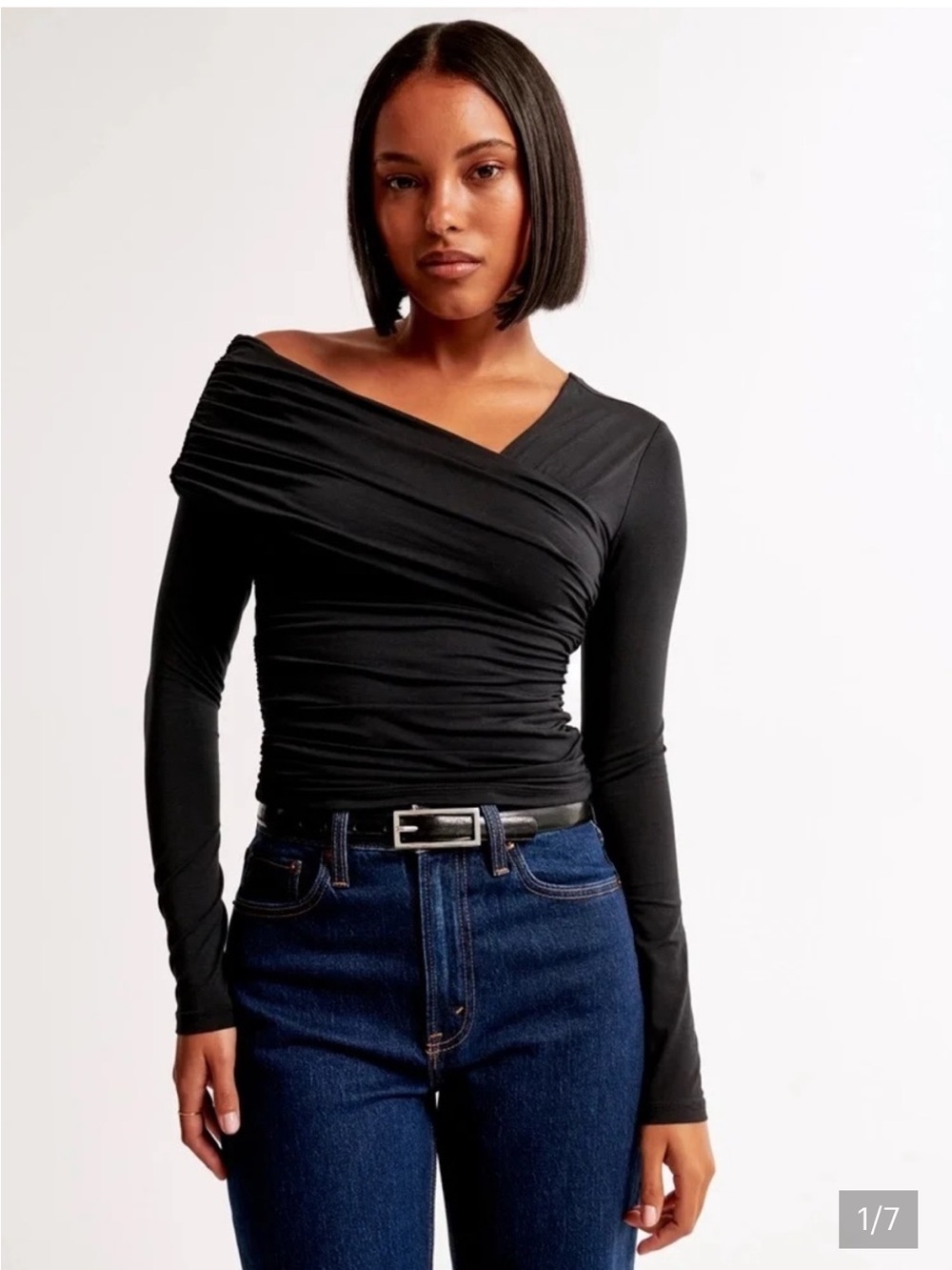 Abercrombie Long-Sleeve Off-The-Shoulder Draped Wrap Top
